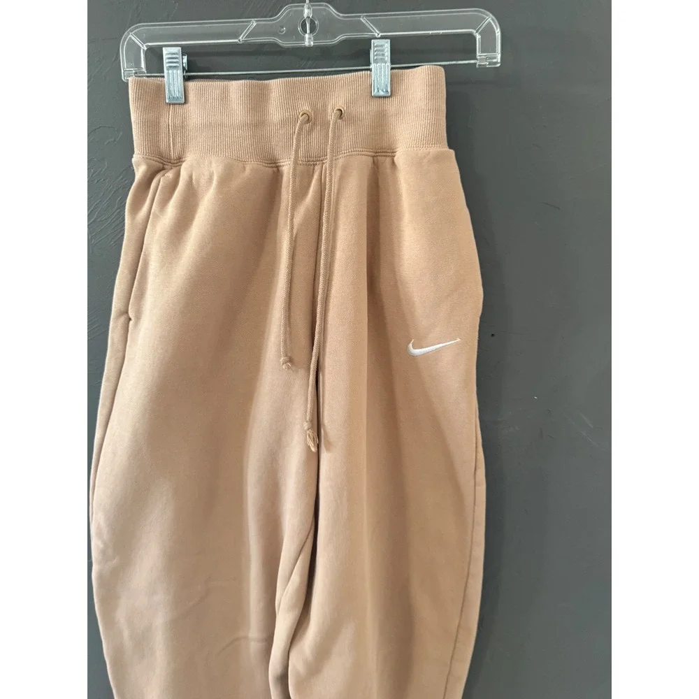 Nike Kids Phoenix Fleece High‎ Waisted Sweatpants Tan Beige XS CJ1820-200